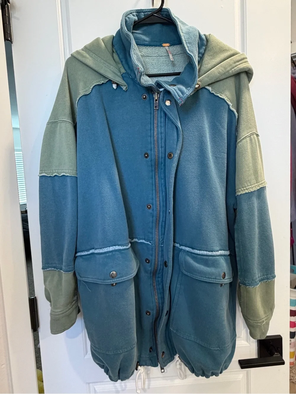Free People Radio Cardi Hoodie Jacket Top Teal - Picture 1 of 14